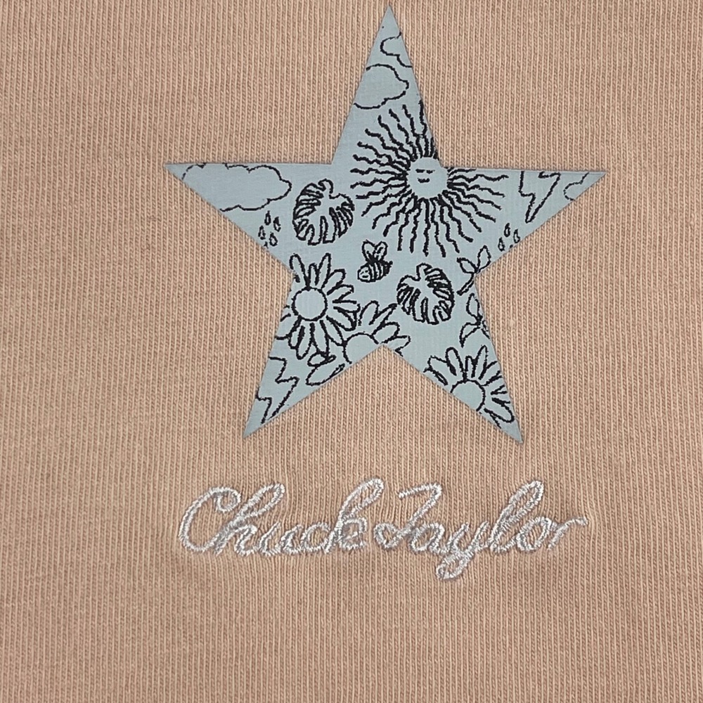 Converse Mens Chuck Taylor Star Graphic T-Shirt Peach Pink Short Sleeve Size M - Picture 2 of 7